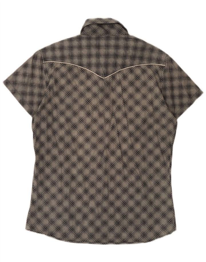 Camisa masculina de manga curta ENERGIE grande algodão xadrez cinza