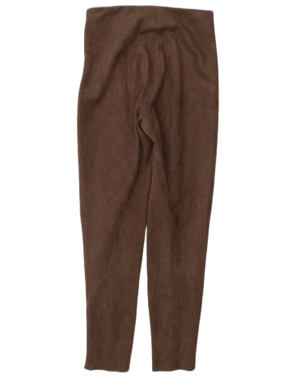 Calça feminina casual skinny Zara pequena W26 L27 poliéster marrom