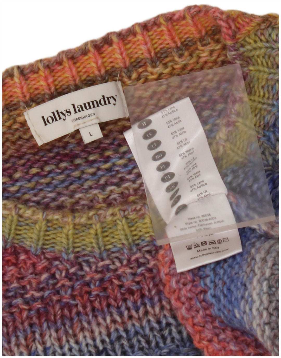 Suéter feminino LOLLYS LAUNDRY com gola redonda Reino Unido 16 grande multicolorido