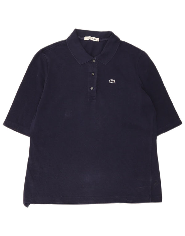 Camisa polo feminina Lacoste tamanho 42 grande algodão azul marinho