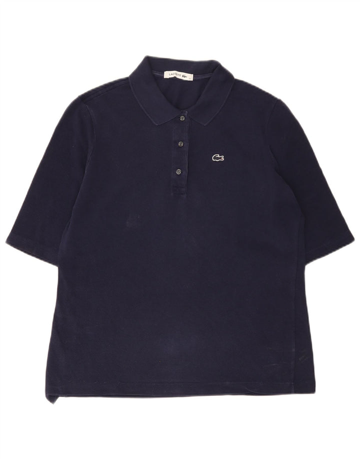 Camisa polo feminina Lacoste tamanho 42 grande algodão azul marinho