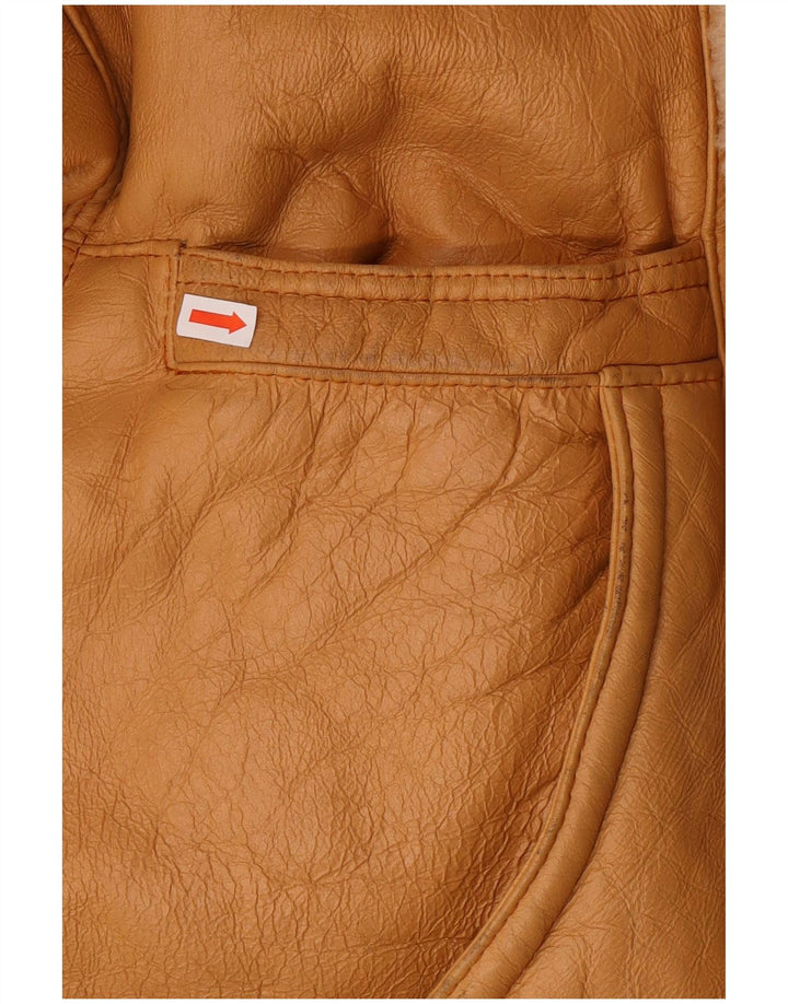 Jaqueta masculina vintage de shearling IT 52 XL marrom shearling