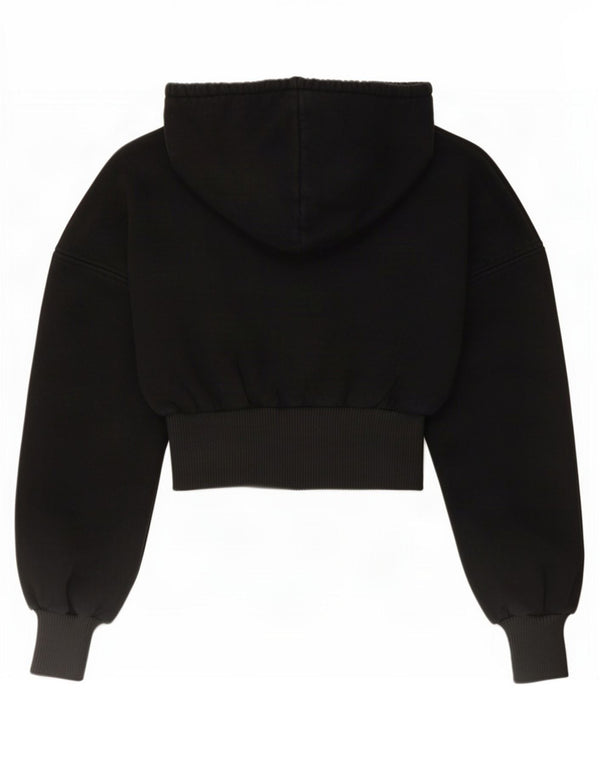 Zara Womens Crop Hoodie Jumper Reino Unido 8 Pequeno Preto