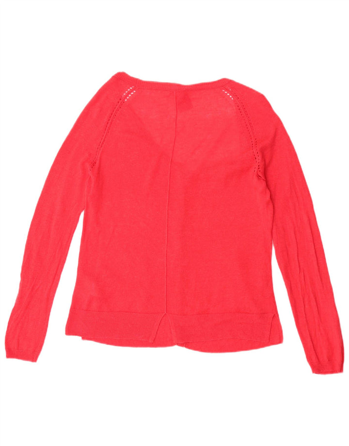 Suéter cardigã feminino White Stuff UK 12 linho vermelho médio