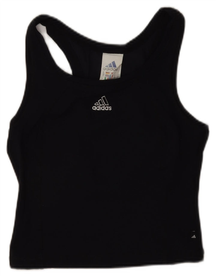 Adidas Womens Crop Vest Top UK 10 Pequeno Preto Poliamida