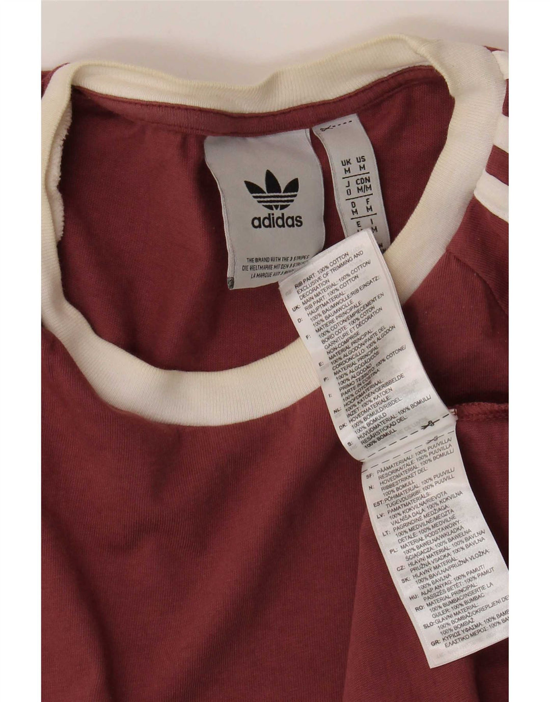 Adidas Mens Camiseta Top Médio Algodão Borgonha