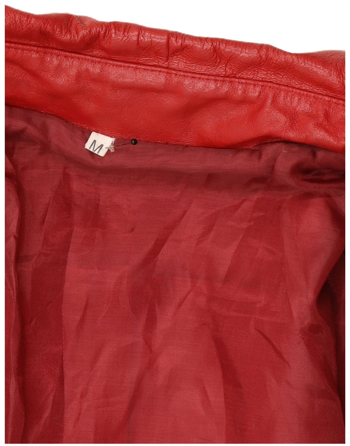 Jaqueta de couro feminina vintage Reino Unido 14 couro vermelho médio