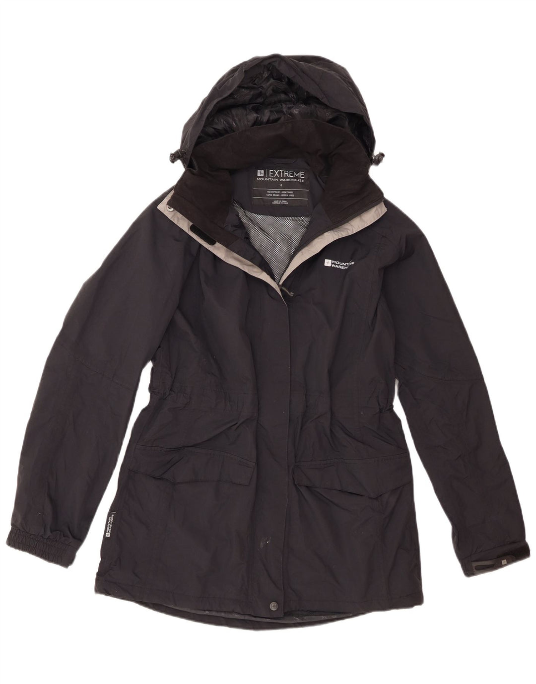 Jaqueta de chuva feminina com capuz Mountain Warehouse UK 14 grande nylon preto