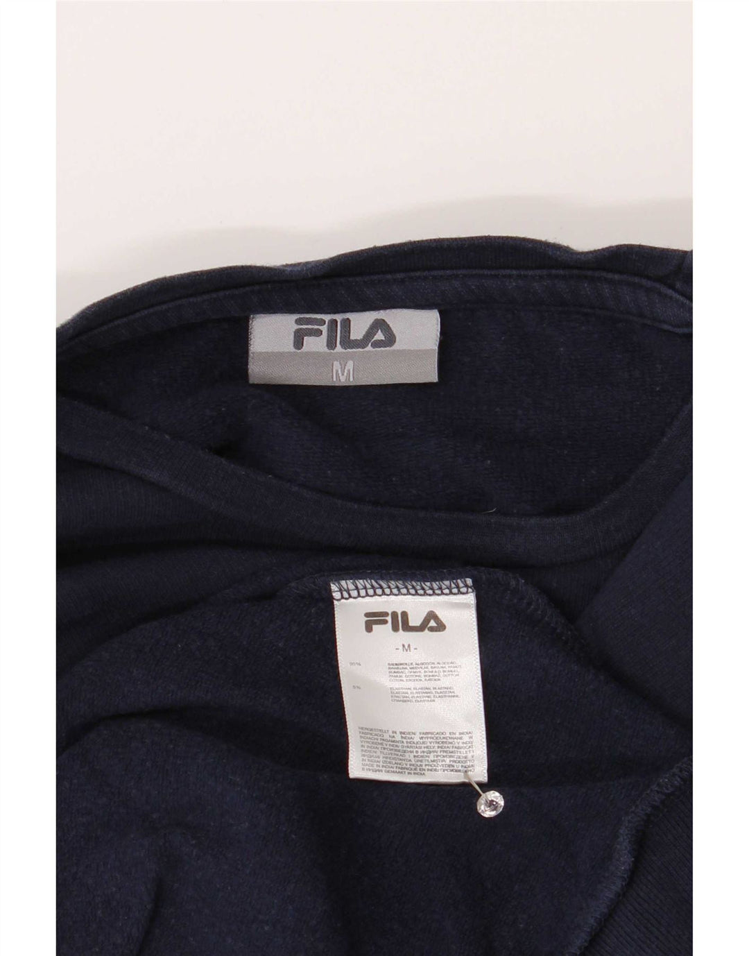 Fila moletom feminino jumper UK 14 médio algodão azul marinho