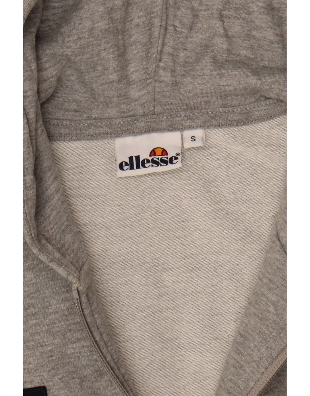 ELLESSE Womens Oversized Crop Graphic Zip Hoodie Sweater UK 10 Small Grey Vintage Ellesse and Second-Hand Ellesse from Messina Hembry 