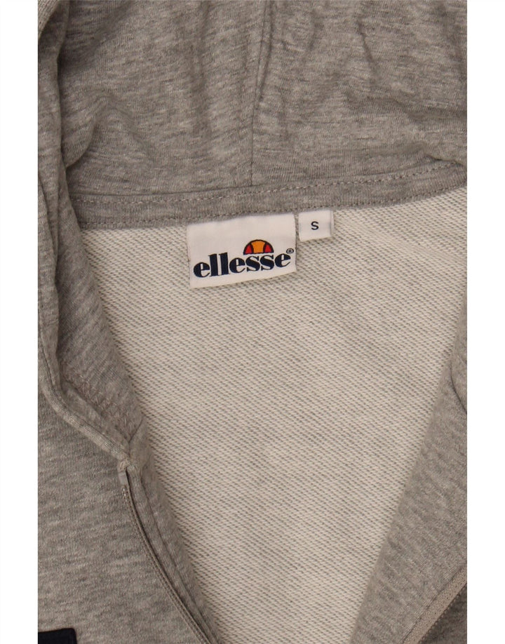 ELLESSE Womens Oversized Crop Graphic Zip Hoodie Sweater UK 10 Small Grey Vintage Ellesse and Second-Hand Ellesse from Messina Hembry 