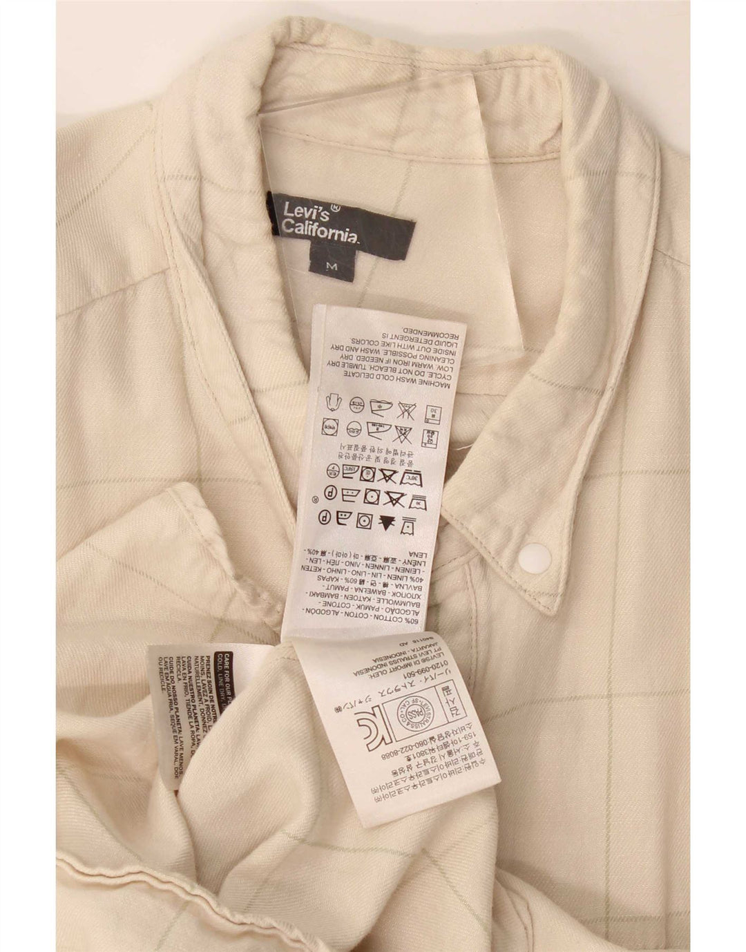 Camisa masculina Levi's de algodão xadrez bege médio