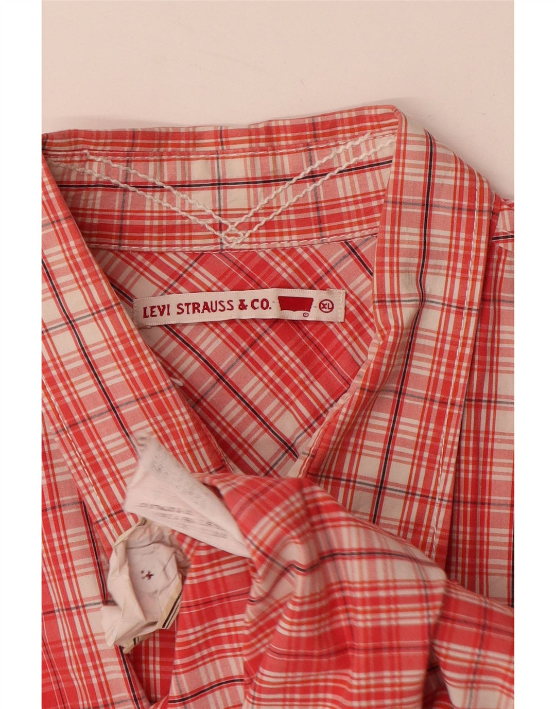 Camisa masculina de manga curta LEVI'S XL de algodão xadrez vermelho