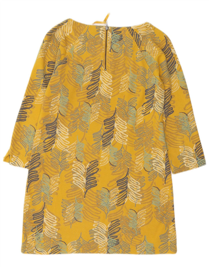 WHITE STUFF Vestido feminino manga 3/4 Reino Unido 10 pequeno algodão floral amarelo