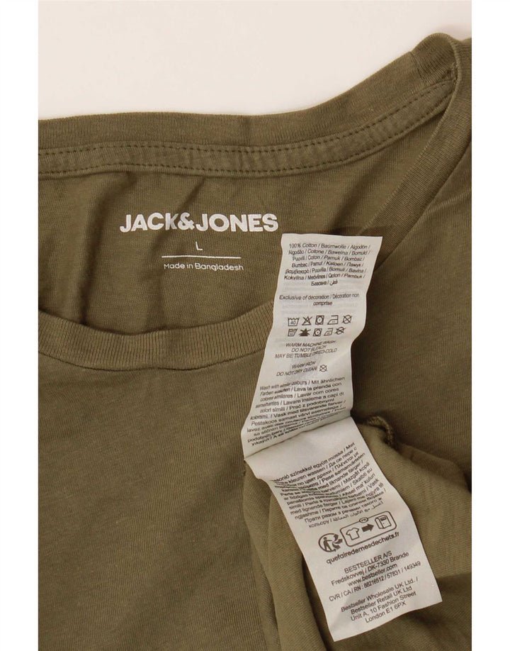Camiseta masculina Jack & Jones grande algodão cáqui
