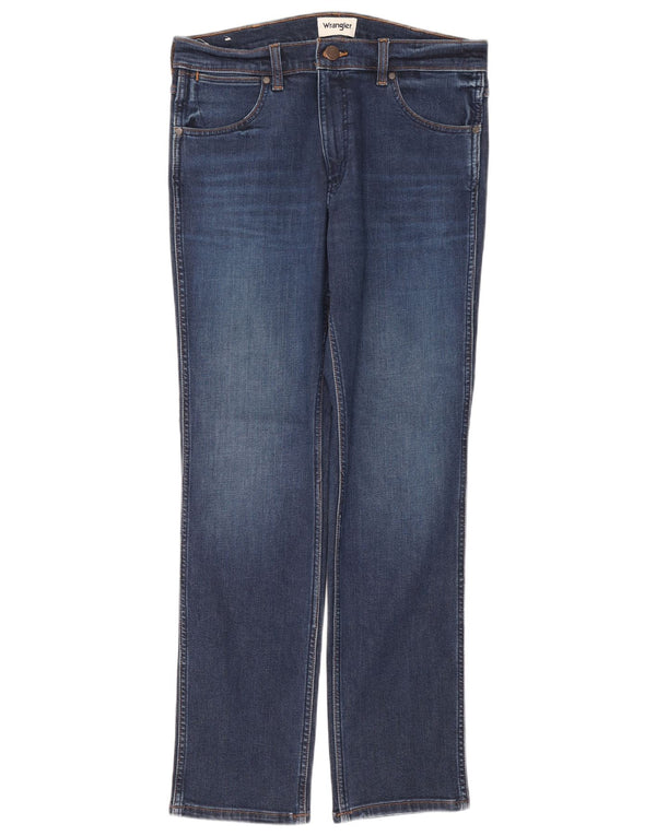 Wrangler Mens Greensboro Straight Jeans W32 L32 Azul Marinho Algodão