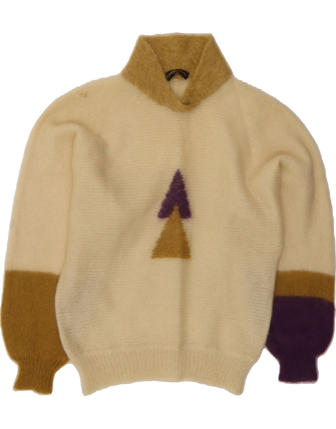 VINTAGE Womens Shawl Neck Jumper Sweater IT 42 Medium Off White Vintage Vintage and Second-Hand Vintage from Messina Hembry 