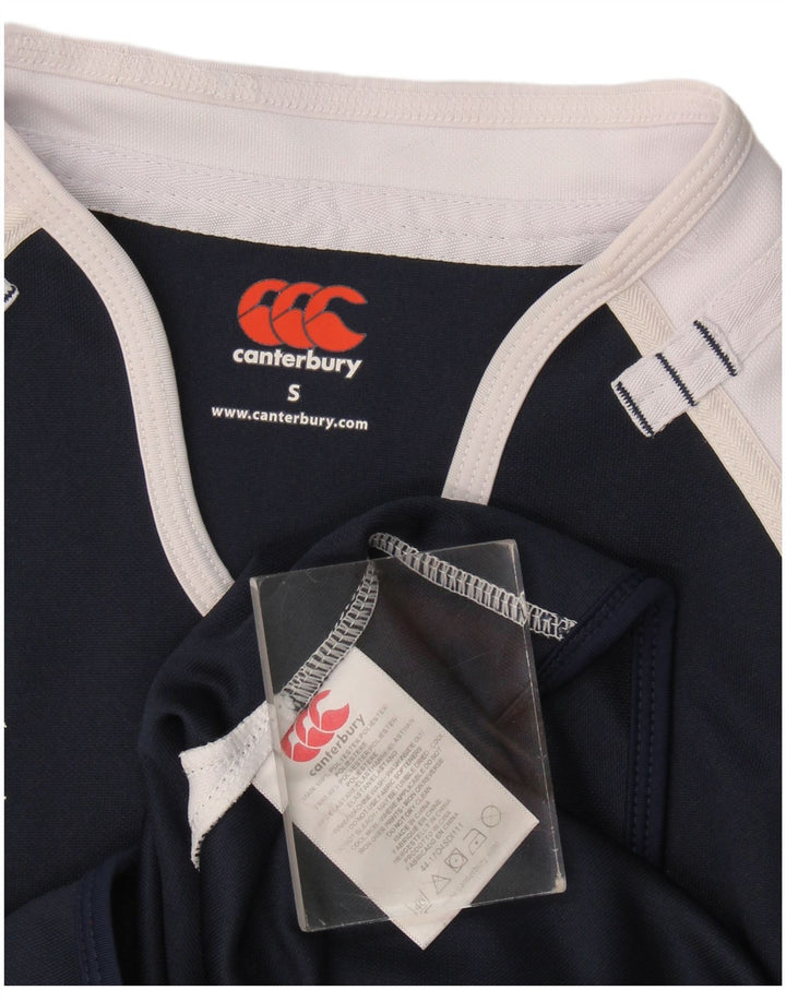 Camiseta gráfica masculina Canterbury, pequena, azul marinho, bloco colorido de poliéster