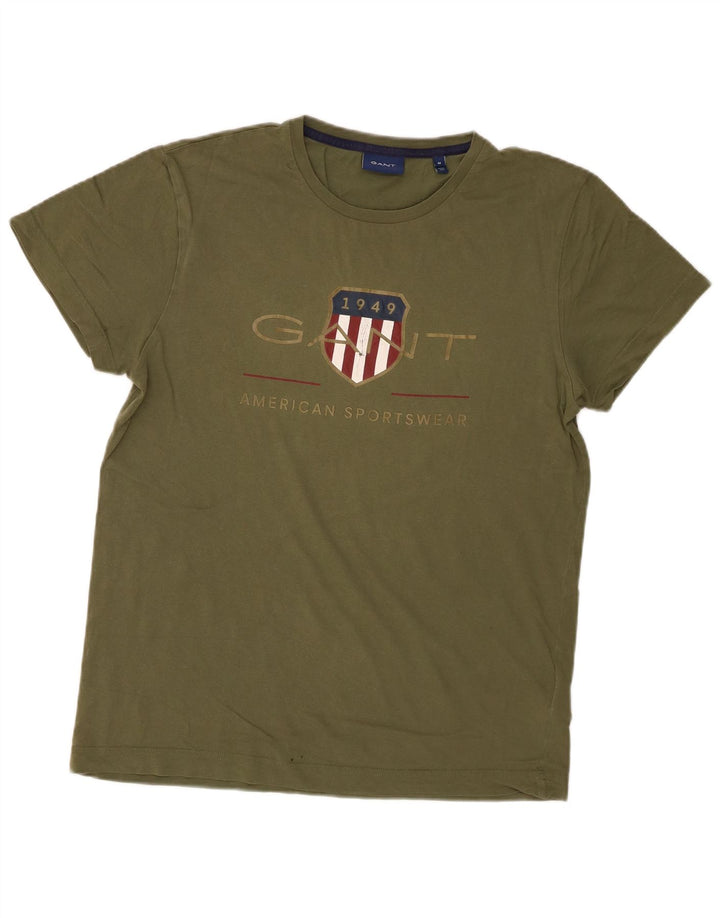 Gant Camiseta masculina gráfica Top médio algodão cáqui