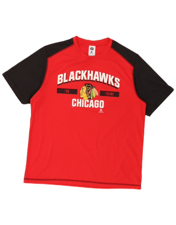 Camiseta gráfica NHL masculina Chicago Blackhawks Top XL vermelho colorblock