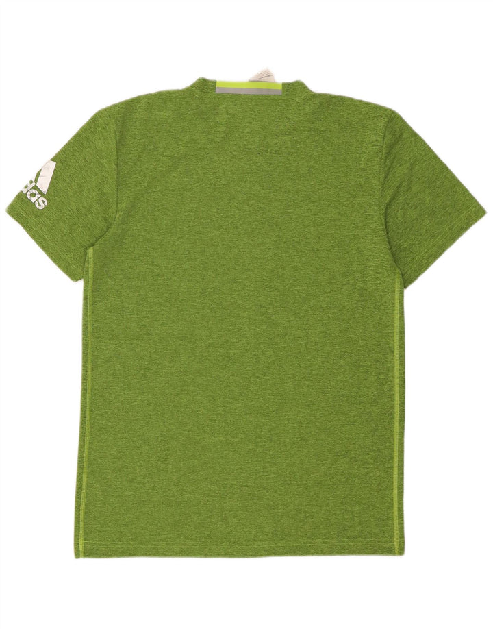 Camiseta masculina Adidas Top médio verde manchado de poliéster