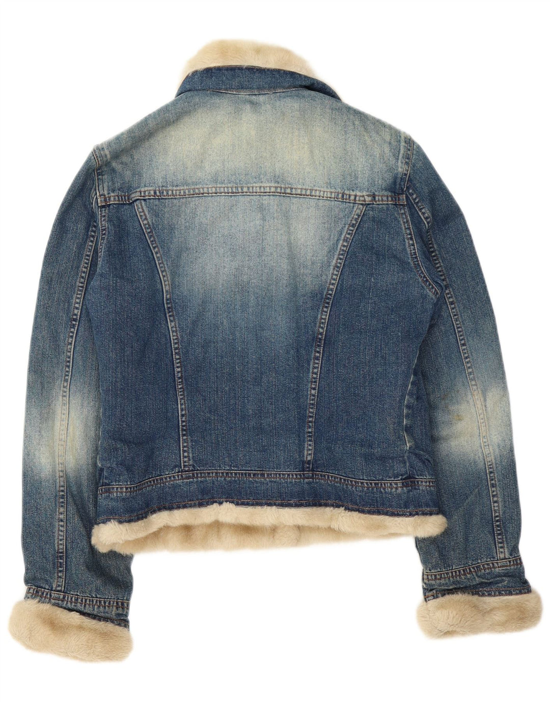 Jaqueta jeans feminina Sherpa Liu Jo Reino Unido 10 algodão azul pequeno