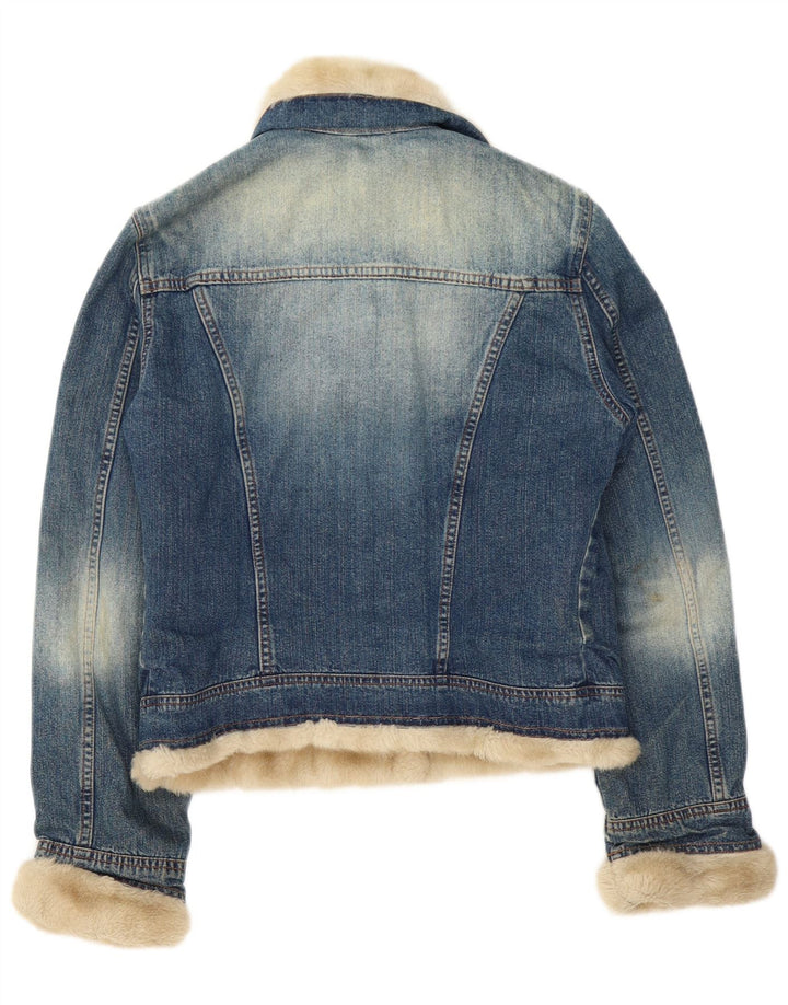 Jaqueta jeans feminina Sherpa Liu Jo Reino Unido 10 algodão azul pequeno