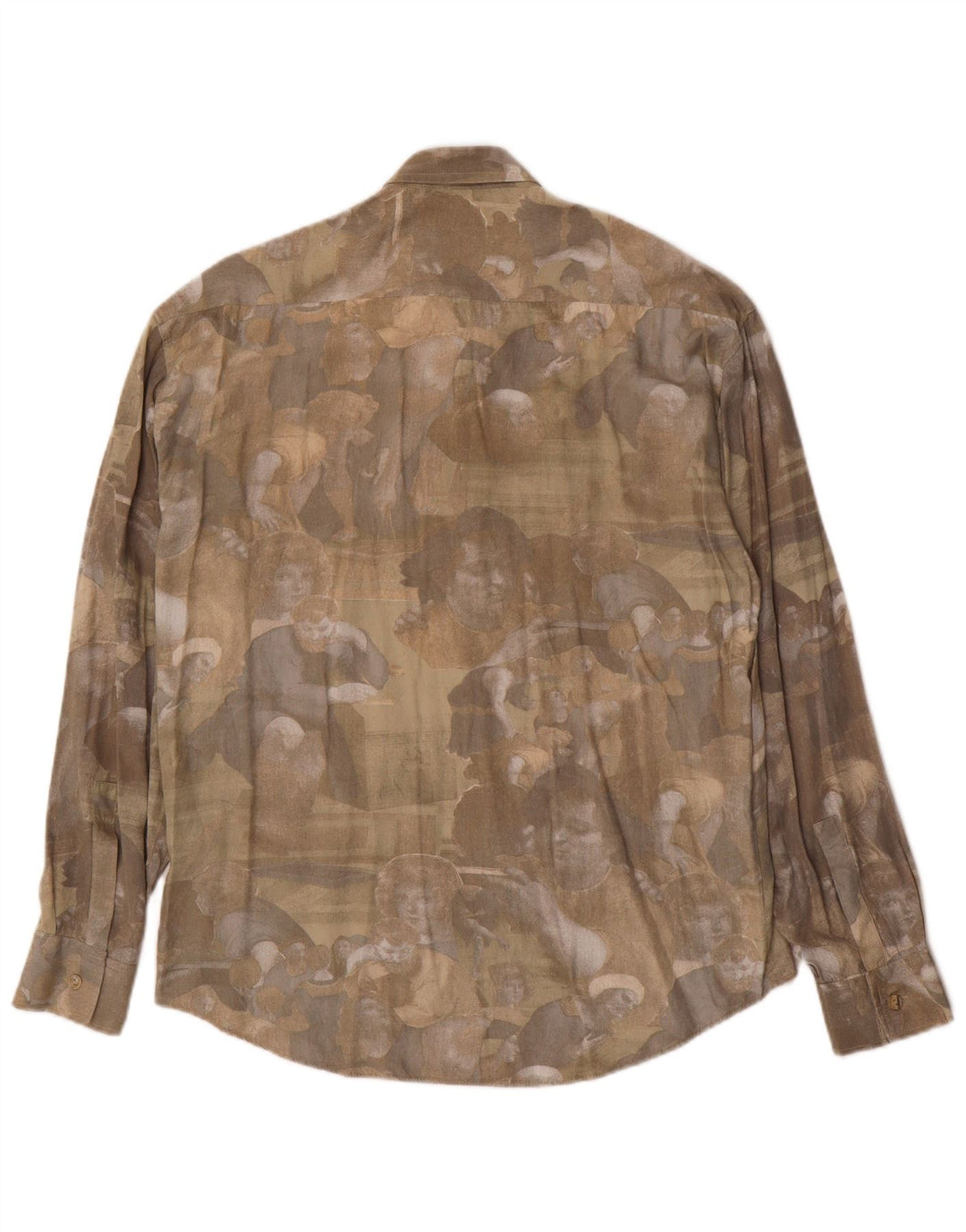 Camisa gráfica masculina vintage média cáqui viscose