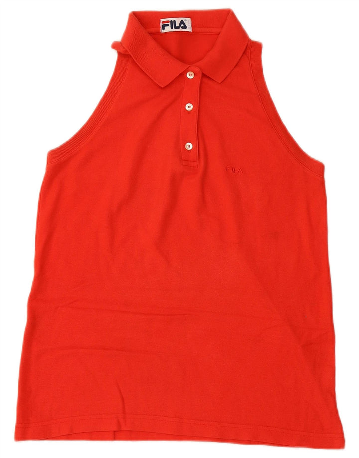 Camisa polo feminina sem mangas FILA IT 46 grande algodão vermelho
