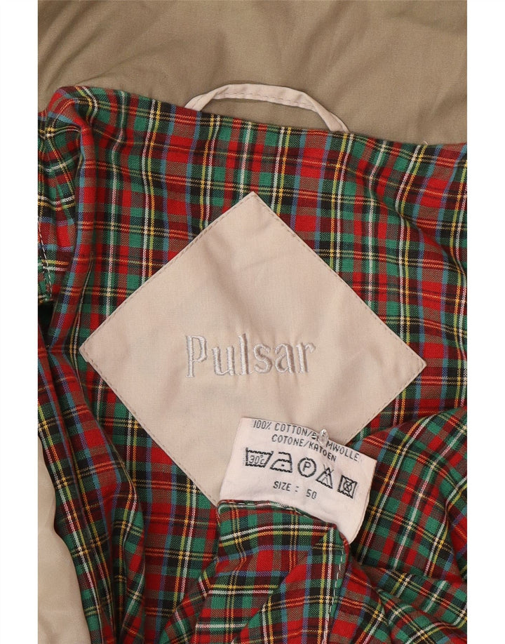 Jaqueta bomber masculina vintage IT 50 poliéster bege grande