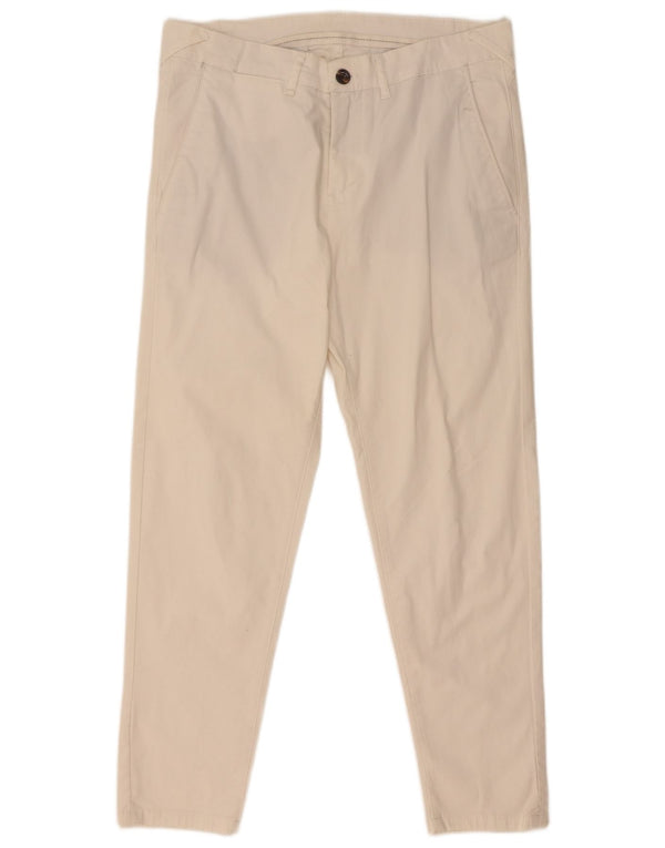 Zara Mens Slim Chino Calças EU 38 Pequeno W30 L26 Branco