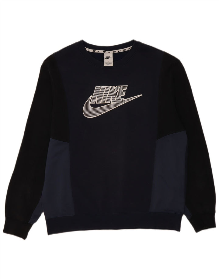 Moletom gráfico masculino Nike Jumper médio azul marinho colorblock