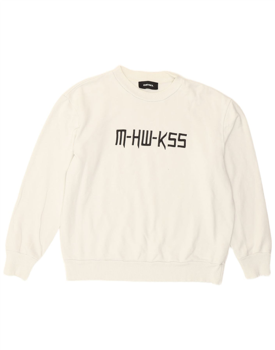 Diesel masculino gráfico moletom jumper pequeno algodão branco