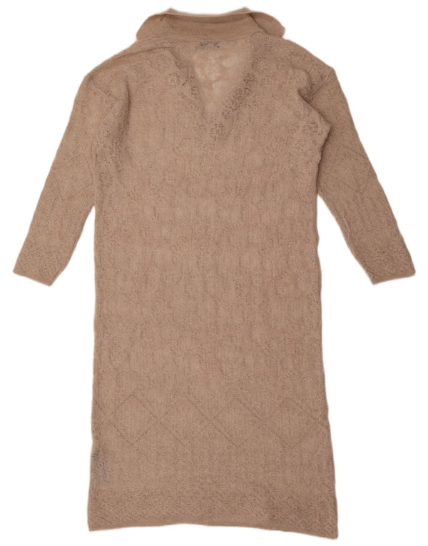 Zara vestido feminino de manga comprida oversized, Reino Unido 10, pequeno, bege, acrílico