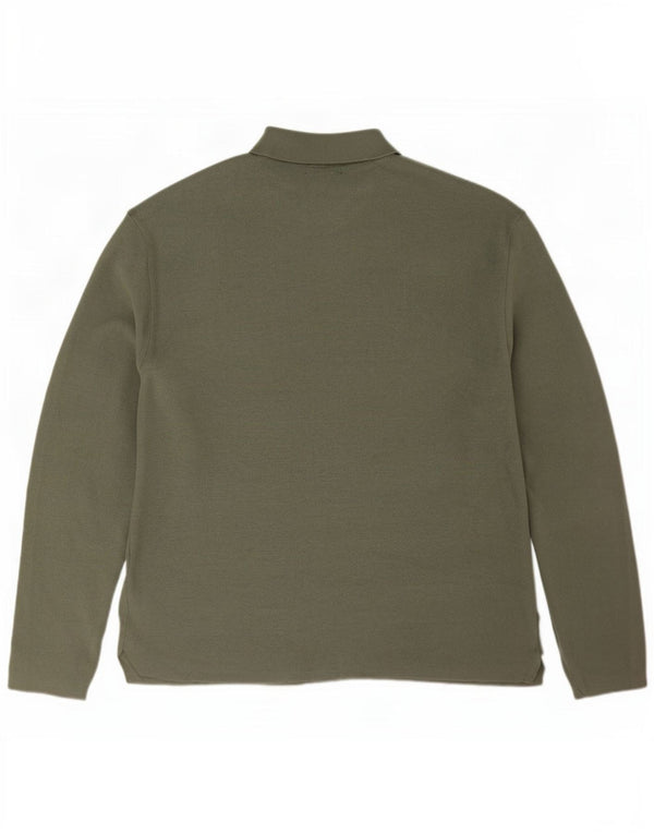 Zara Mens Polo Neck Jumper Sweater XL Khaki Viscose