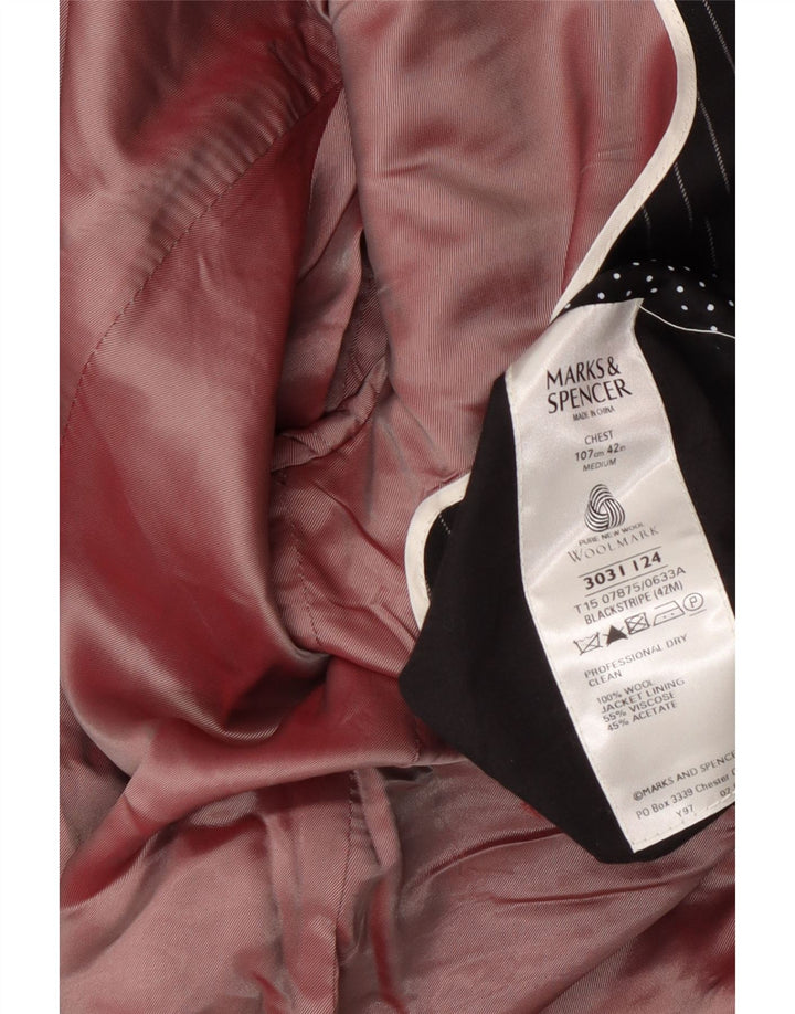 Jaqueta blazer masculina de 1 botão Marks & Spencer Reino Unido 38 risca de giz preta média