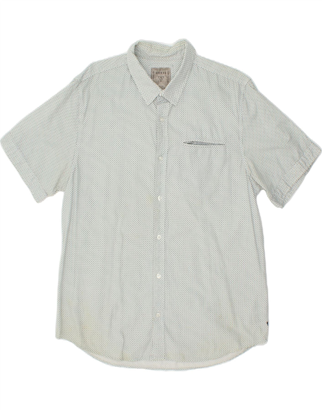 GUESS Mens Short Sleeve Shirt XL White Spotted Cotton Vintage Guess and Second-Hand Guess from Messina Hembry 
