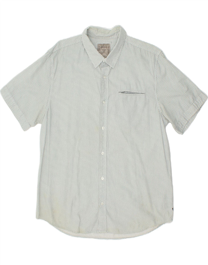 GUESS Mens Short Sleeve Shirt XL White Spotted Cotton Vintage Guess and Second-Hand Guess from Messina Hembry 