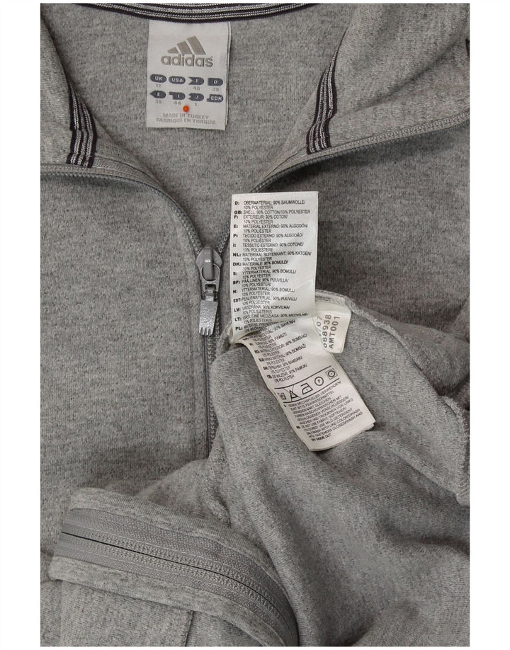 Adidas Womens Crop Tracksuit Top Jacket UK 12 Médio Cinza Algodão