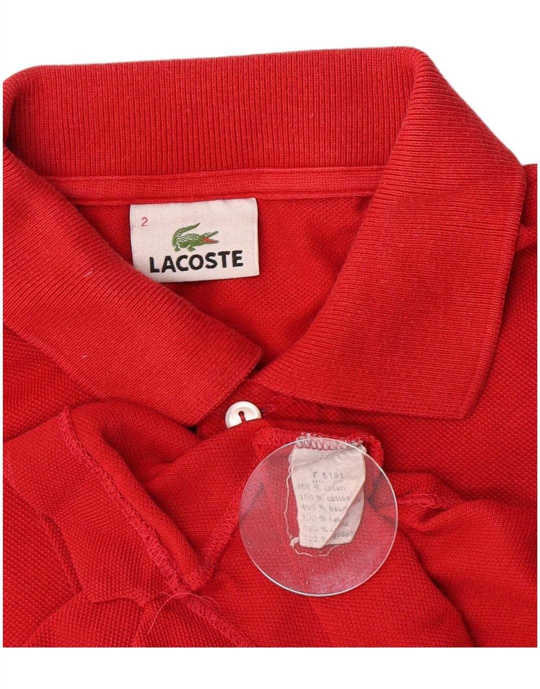 Camisa polo masculina Lacoste tamanho 2 XS algodão vermelho