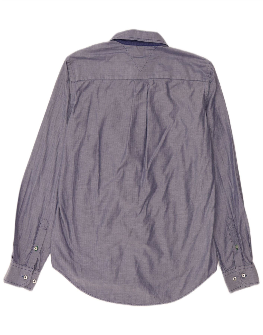 Camisa masculina Tommy Hilfiger Custom Fit pequena azul algodão