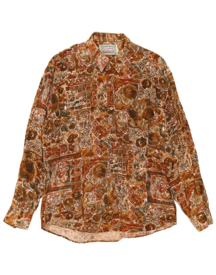 Camisa masculina vintage grande viscose marrom