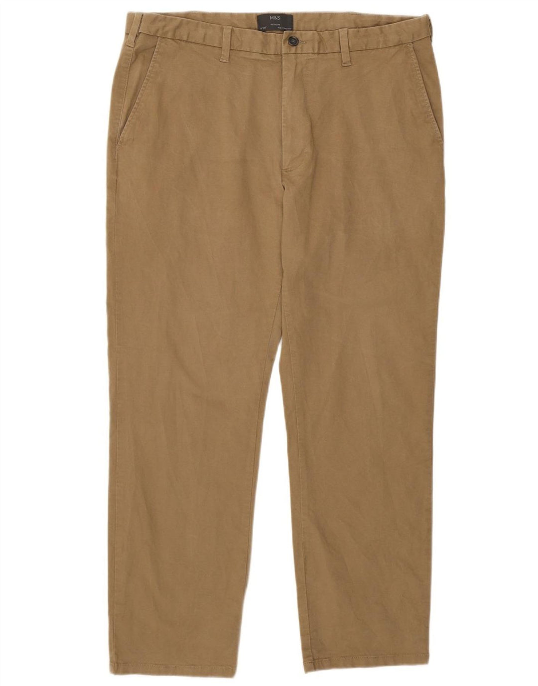 Calça chino masculina MARKS & SPENCER regular fit W38 L29 algodão bege