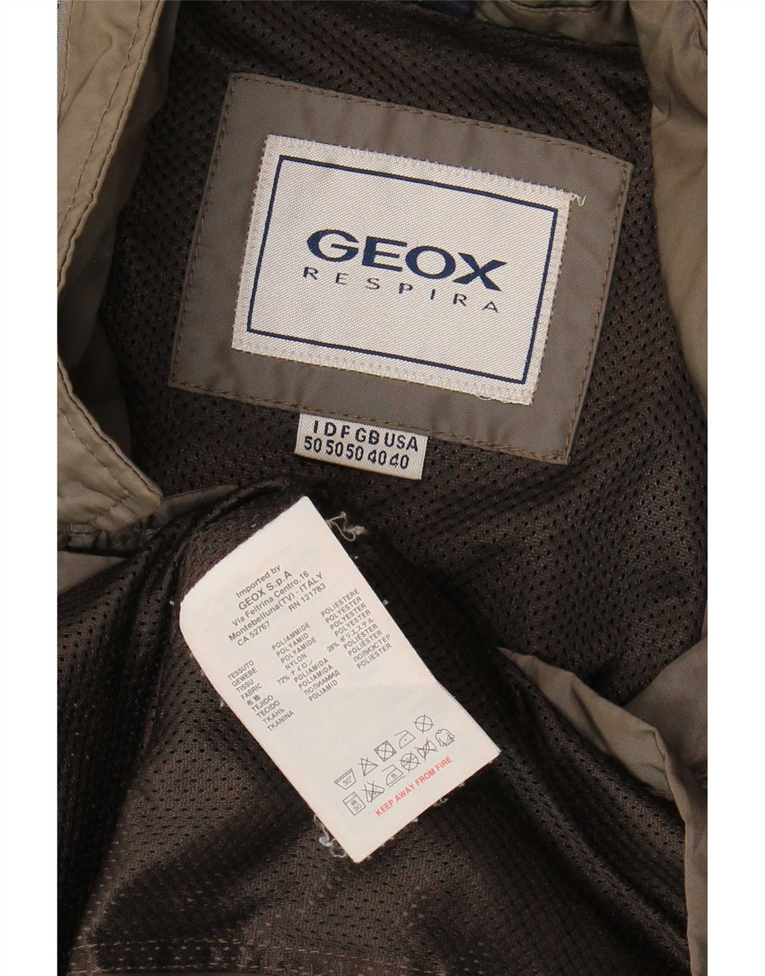 Jaqueta utilitária masculina Geox Respira UK 40 poliéster cáqui grande