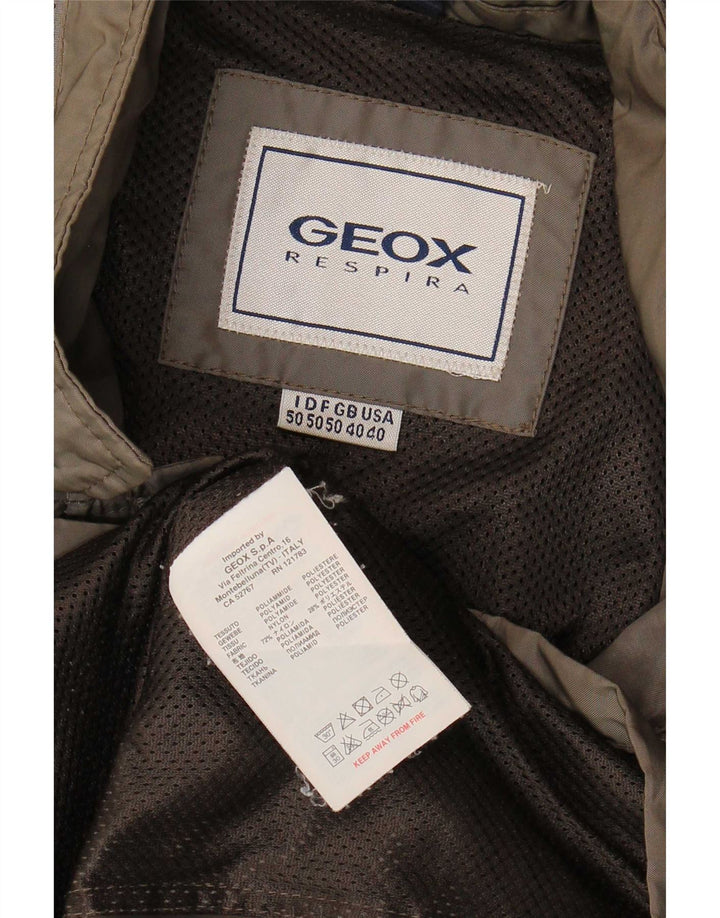 Jaqueta utilitária masculina Geox Respira UK 40 poliéster cáqui grande