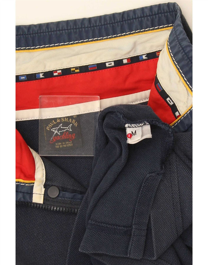 Suéter masculino Paul & Shark Yachting com zíper e gola média azul marinho
