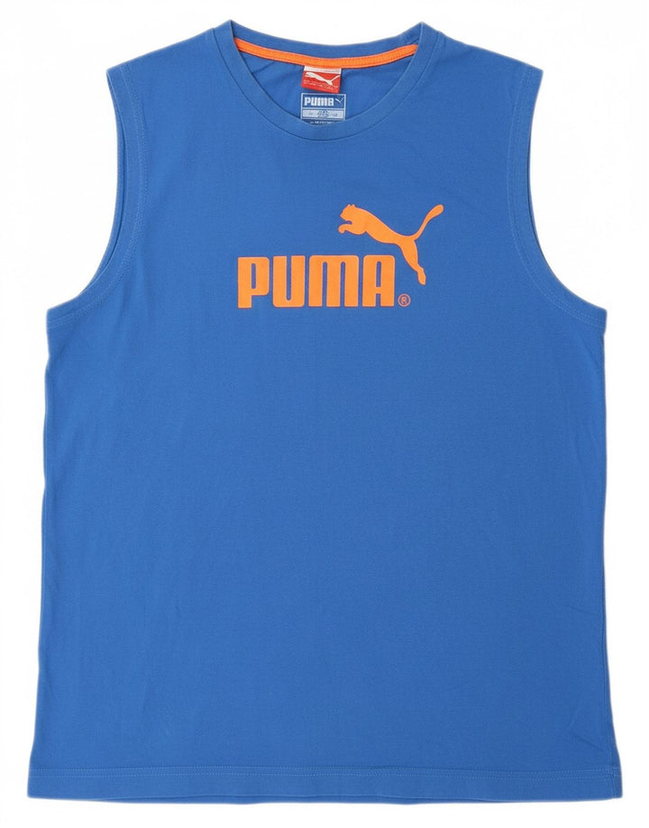 PUMA Mens Graphic Vest Top Grande Algodão Azul