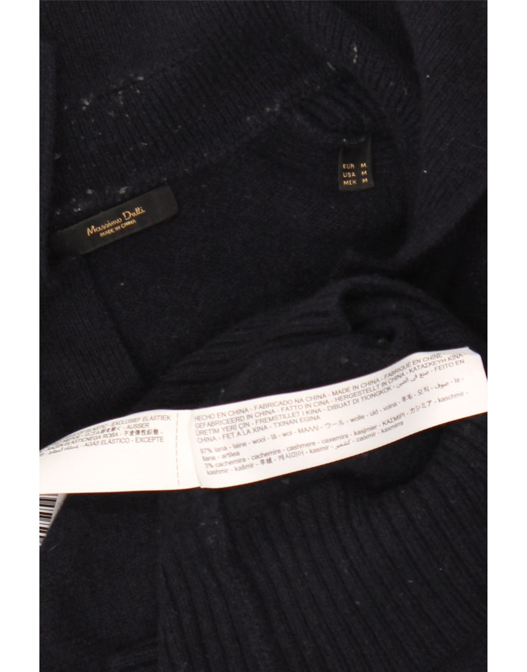 Suéter feminino MASSIMO DUTTI com gola polo Reino Unido 14 lã azul marinho médio