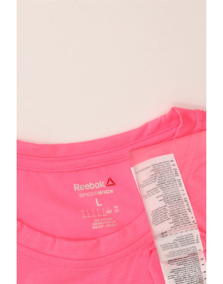 Camiseta feminina gráfica REEBOK UK 16/18 grande poliéster rosa