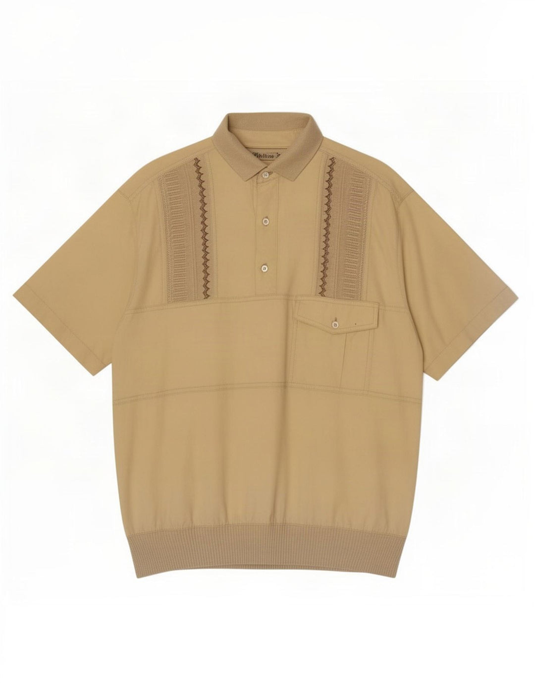 Camisa pulôver masculina de manga curta Malagrida algodão amarelo médio